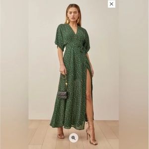 Reformation Winslow Wrap Dress in Coriander